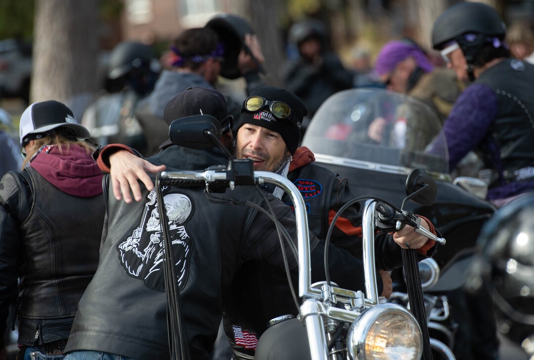 (Francisco Kjolseth  |  The Salt Lake Tribune) Bikers Against Domestic Violence show their support for the YWCA Utah as they gather at Liberty Park in Salt Lake City, on Saturday, Oct. 17, 2020, to recognize the thousands of individuals in Utah who are impacted by domestic violence each year for the Stop the Violence Utah campaign.