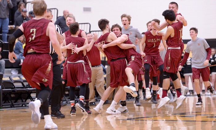 (Leah Hogsten  |  The Salt Lake Tribune) Juab High School boys' basketball team defeated Summit Academy 61-58 during their 3A State tournament game in Heber  Saturday, Feb. 16, 2018.