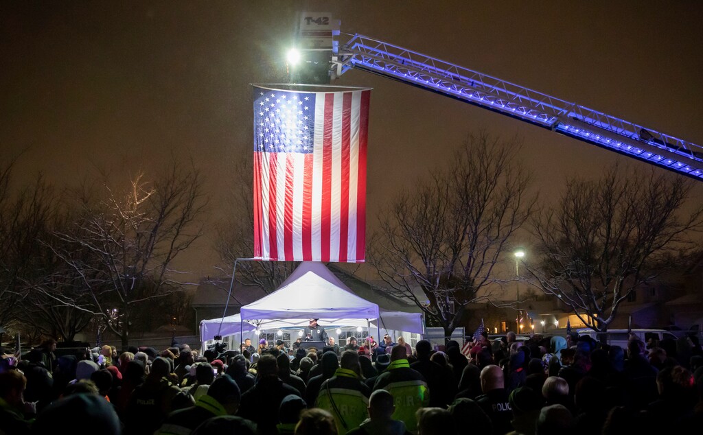 South Salt Lake Police Chief Jack Carruth addresses the crowd gathered for a candlelight vigil Dec. 2, 2018 at the Columbus Community Center in Salt Lake City for Officer David Romrell, a South Salt Lake police officer killed in the line of duty Nov. 24th when he was struck by a car driven by a fleeing suspect. Several hundred members of the community attended the vigil including family, friends, South Salt Lake Mayor Cherie Wood and representatives from the Utah Highway Patrol, Unified Police and Unified Fire.