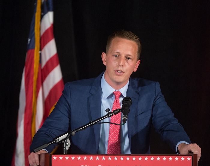 Leah Hogsten | The Salt Lake Tribune
3rd District primary candidate businessman Tanner Ainge fields questions during The Salt Lake Tribune-Hinckley Institute of Politics debate, July 28, 2017, at the Utah Valley Convention Center in Provo. The primary will be held Aug. 15.
