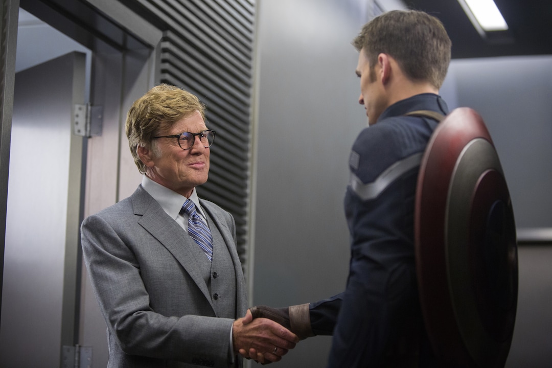 (Marvel-Disney) Robert Redford, left, and Chris Evans in a scene from "Captain America: The Winter Soldier."