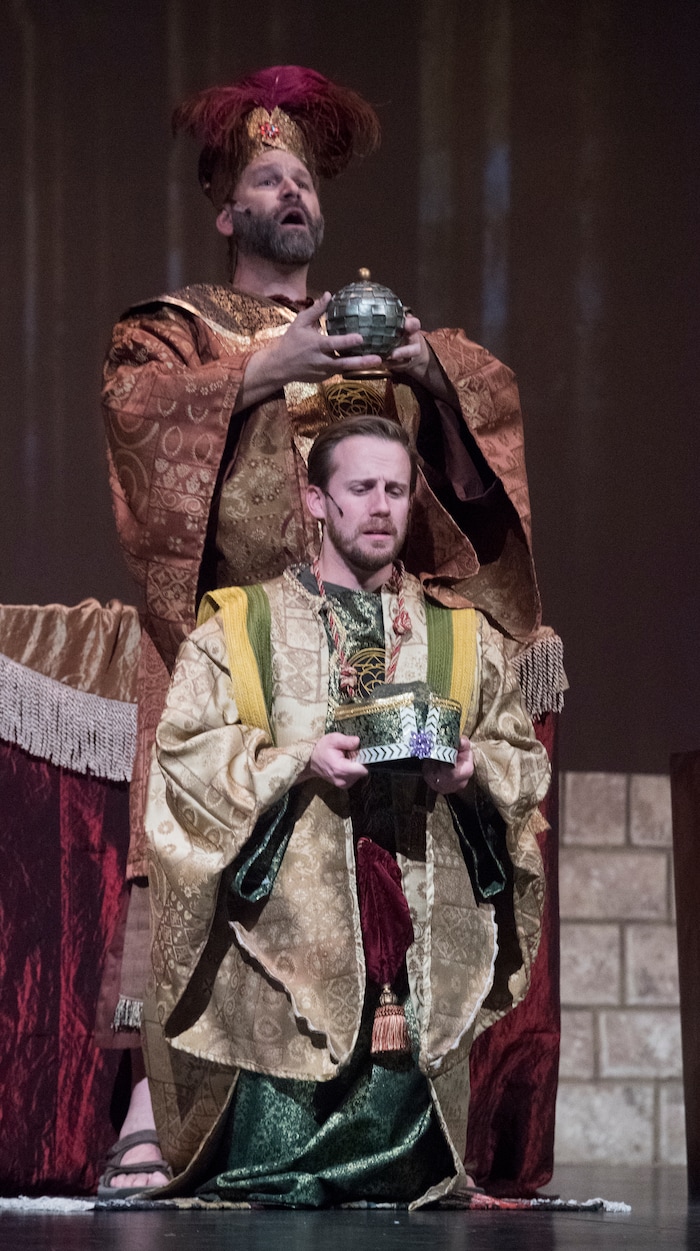 (Rick Egan  |  The Salt Lake Tribune) Daniel Lofgren plays Artaban (top) and  John Philpott is Darius in "The Other Wise Man," a musical based on the Henry Van Dyke novella.