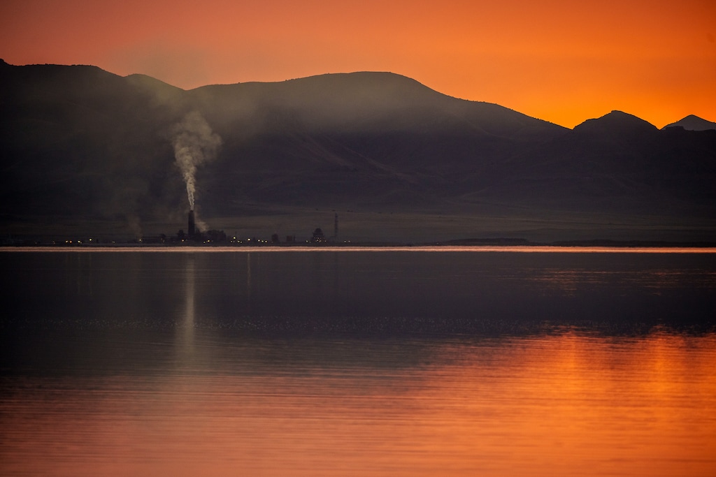 (Trent Nelson  |  The Salt Lake Tribune) US Magnesium, seen across the Great Salt Lake from Stansbury Island on Saturday, March 26, 2022.