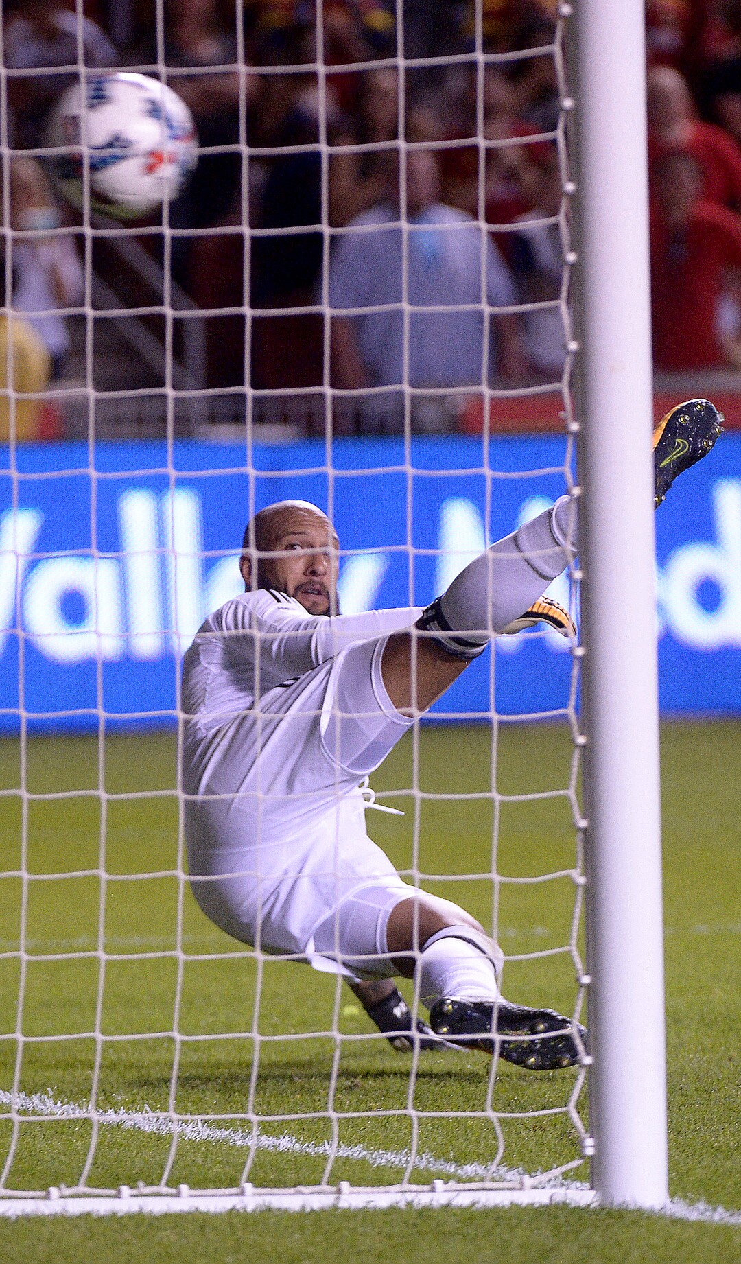 (Leah Hogsten  |  The Salt Lake Tribune) Real Salt Lake midfielder Luis Silva's penalty kick flies past Colorado Rapids goalkeeper Tim Howard (1).  Real Salt Lake defeated the Colorado Rapids 4-1 for the Rocky Mountain Cup at Rio Tinto Stadium, Saturday, August 26, 2017. 