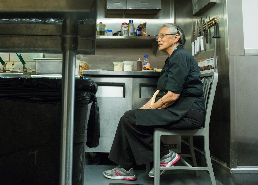 Leah Hogsten | The Salt Lake Tribune
Traditional Navajo Fry bread with lavender is made by Alberta Mason, 76, mother of Black Sheep Sugar House owner, Bleu Adams and sous chef Katt Mason.
Black Sheep Sugar House, a self-described Southwestern Native Fusion restaurant honors Southwest cuisine, blending Native American and Mexican cultures. fusion restaurant inside Epic Brewing.
