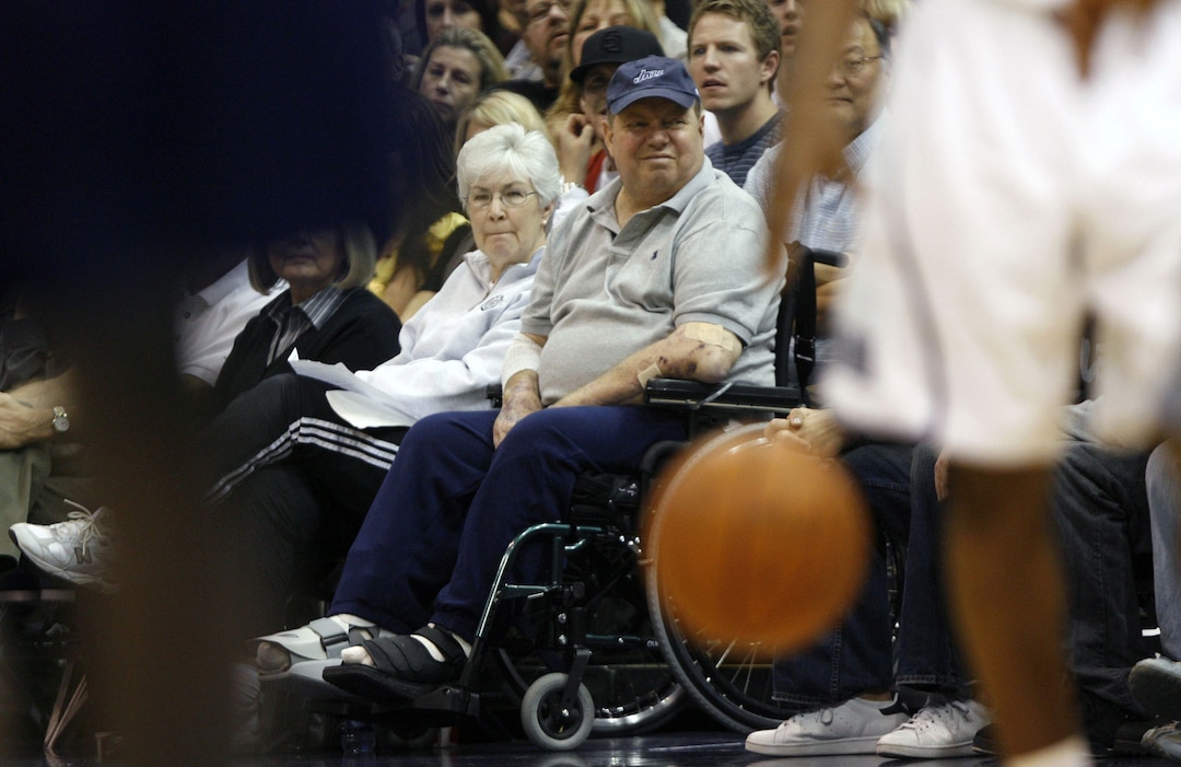 (Steve Griffin  |  Tribune file photo) Jazz owner Larry Miller and wife Gail Miller watch the action, from their court side seats, during the Jazz Grizzlies NBA basketball game at EnergySolutions Arena Wednesday  November 26, 2008.