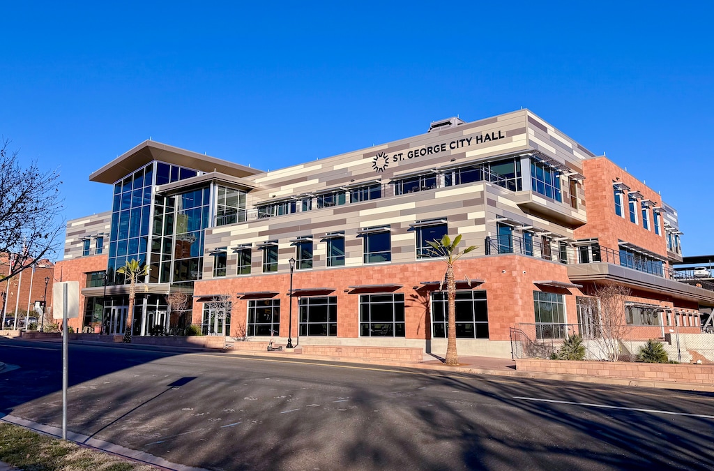 (Mark Eddington | The Salt Lake Tribune) The exterior of the new St. George City Hall, Wednesday, Jan. 14, 2026.