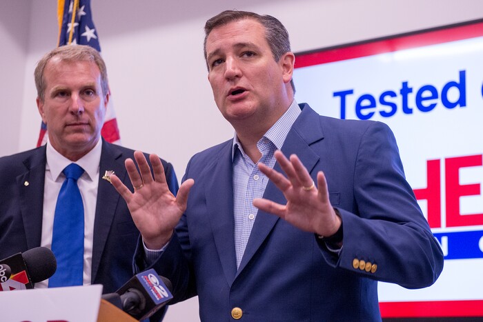 Leah Hogsten | The Salt Lake Tribune
Republican Sen. Ted Cruz of Texas rallies for Utah's 3rd District primary candidate, former state Rep. Chris Herrod, June 29, 2017 at Entrata in Lehi.