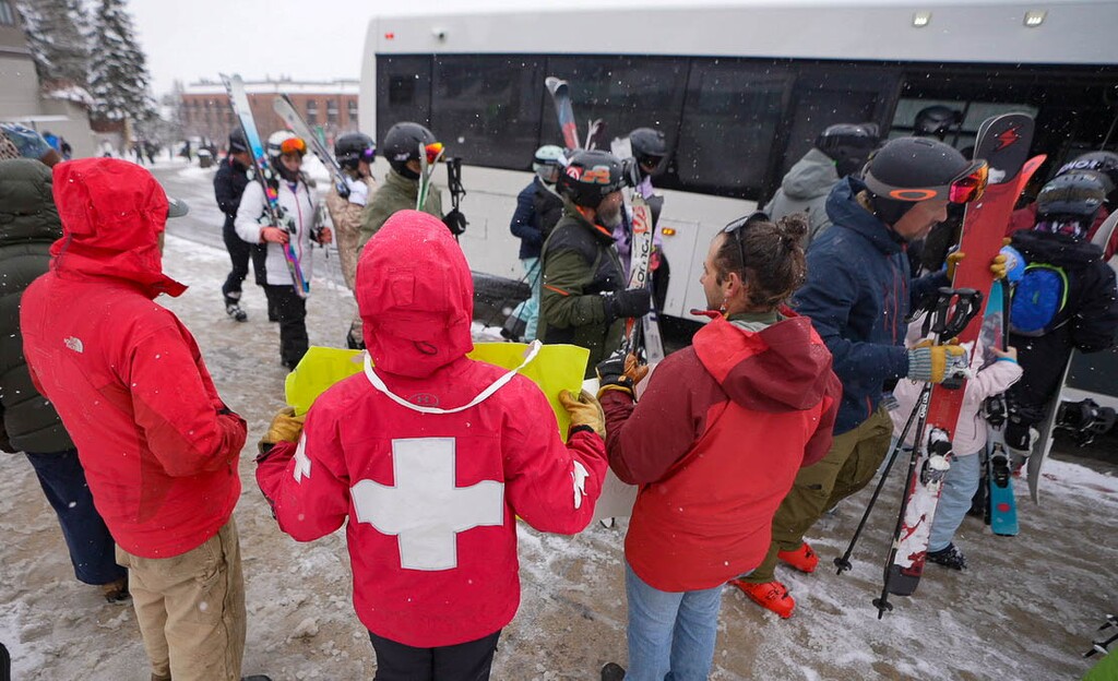 (Francisco Kjolseth | The Salt Lake Tribune) Andrew Hennigh, a 16-year veteran ski patroller at Park City, joins colleagues as they officially go on strike, citing unfair labor practices and marking the latest chapter in the union’s negotiations with Park City Mountain and its owner, Vail Resorts on Friday, Dec. 27, 2024.