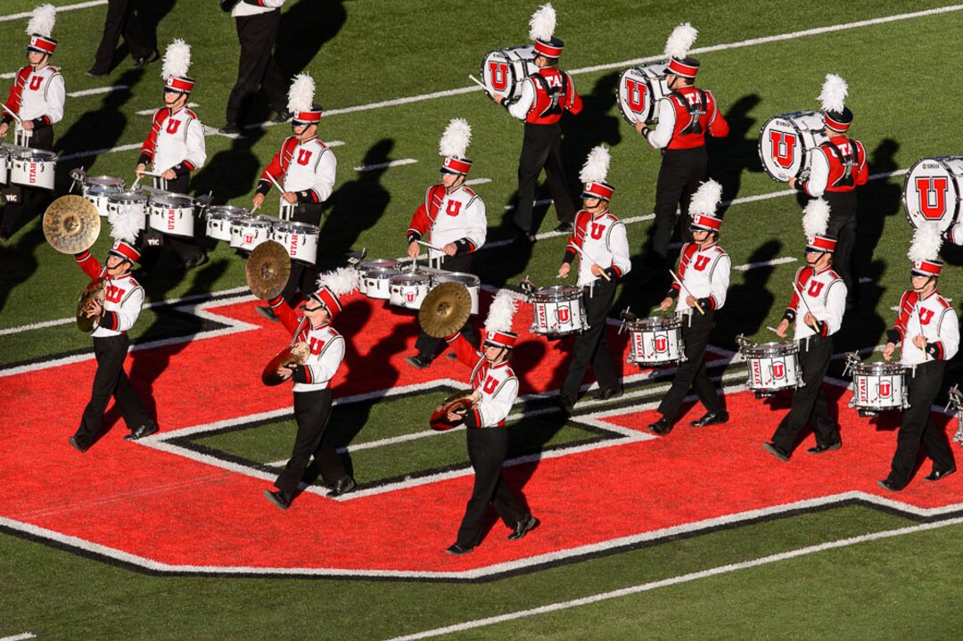 (Trent Nelson | The Salt Lake Tribune)  The Marching Utes on the field as the University of Utah hosts Washington State, NCAA football in Salt Lake City, Saturday November 11, 2017.