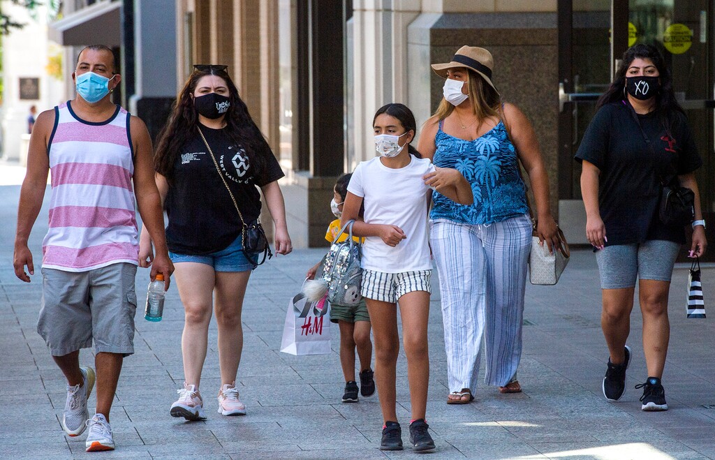 (Rick Egan  |  The Salt Lake Tribune)   Shoppers wear masks in downtown Salt Lake City, onWednesday, July 29, 2020.