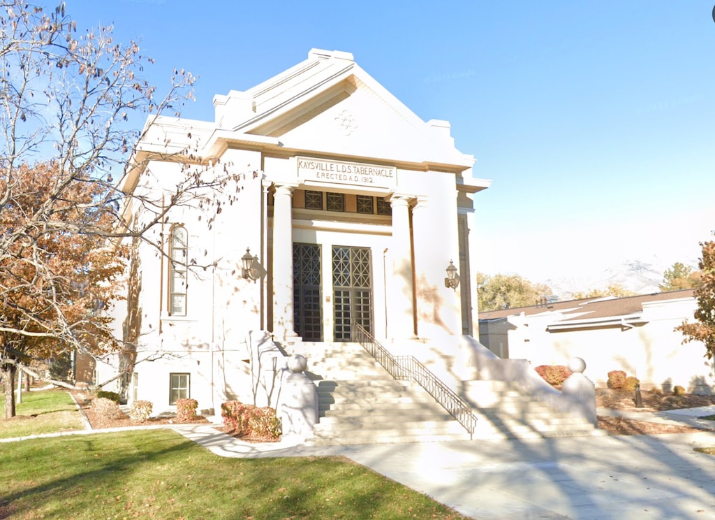 (Google Maps) A Kaysville meetinghouse of The Church of Jesus Christ of Latter-day Saints, located at 198 W. Center Street, as shown in this July 2025 Google Maps image. A woman is accused of setting the building on fire the night before her wedding.