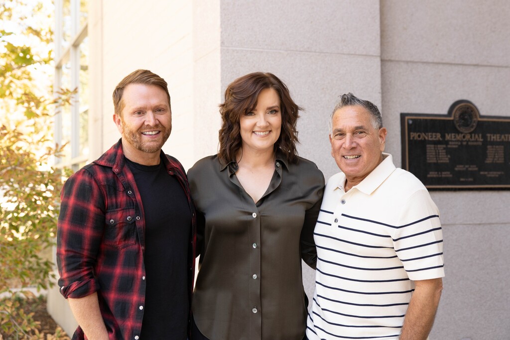 (BW Productions) Nashville-based songwriters Shane McAnally, left, and Brandy Clark, center, with playwright Robert Horn, the creators of the new musical "Shucked," which will premiere Oct. 28, 2022, at Pioneer Theatre Company. McAnally and Clark are collaborating on the songs, and Horn is writing the musical's book.