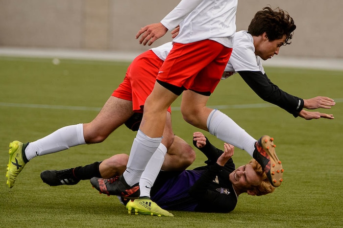 (Trent Nelson | The Salt Lake Tribune)  Desert Hills vs. Park City High School, Saturday May 12, 2018. Desert Hills's Jake Barton.