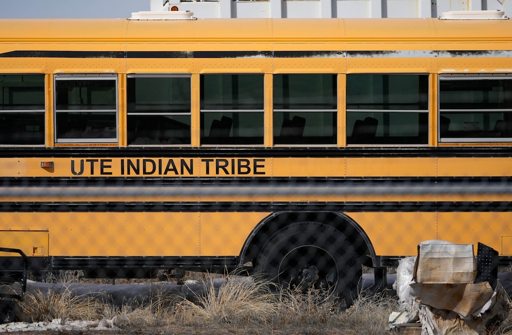 (Francisco Kjolseth | The Salt Lake Tribune) A Ute Indian Tribe school bus is seen in this photo from April 2023. Utah could finally be required to create a statewide plan to support Native students under a new bill introduced during the 2026 legislative session.