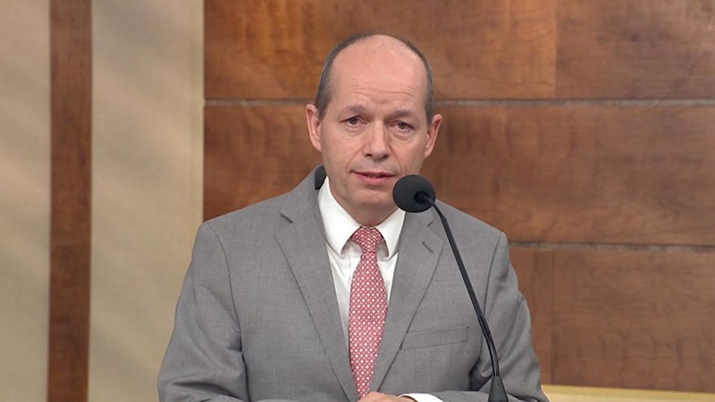 (The Church of Jesus Christ of Latter-day Saints) General authority Seventy Christophe G. Giraud-Carrier addresses Utah Latter-day Saint leaders in November 2023.