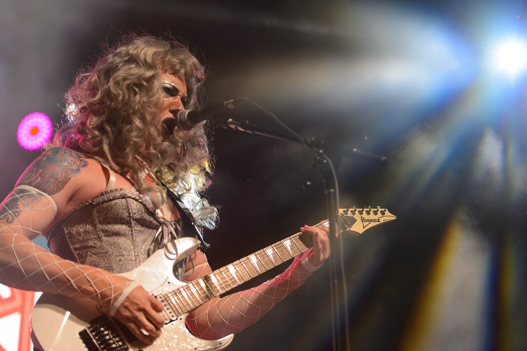 (Trent Nelson  |  The Salt Lake Tribune)Shecock & the Rock Princess performs at the Utah Pride Festival in Salt Lake City on Saturday June 1, 2019.