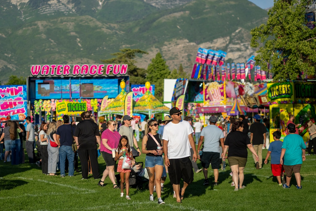 (Rick Egan | The Salt Lake Tribune) Oremfest on Thursday, June 5, 2025. Orem's unofficial motto has long been "Family City USA." Under Mayor David Young, the city has tried to actualize the moniker, focusing on making families' lives easier and finding spots to build more single-family homes. 
