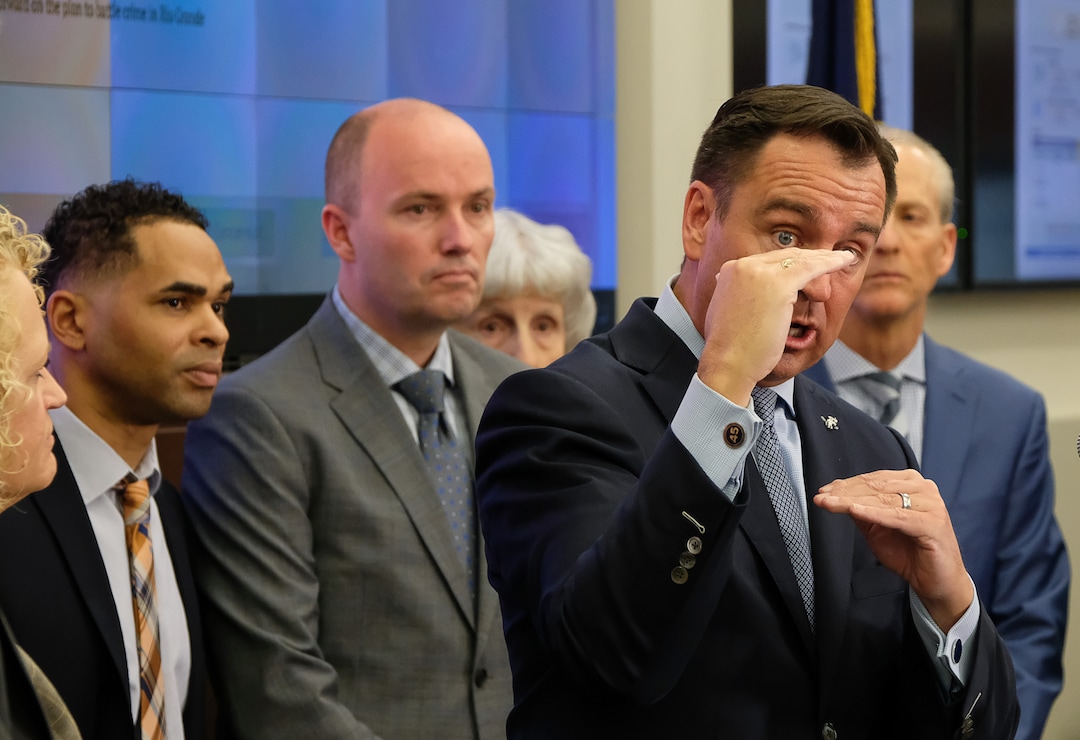 (Francisco Kjolseth  |  The Salt Lake Tribune)  House Speaker Greg Hughes talks about the incremental positive changes happening with Operation Rio Grande which began six months ago. State and local officials provided an update on successes, challenges and current activities taking place to tackle the homeless and drug problem downtown. 