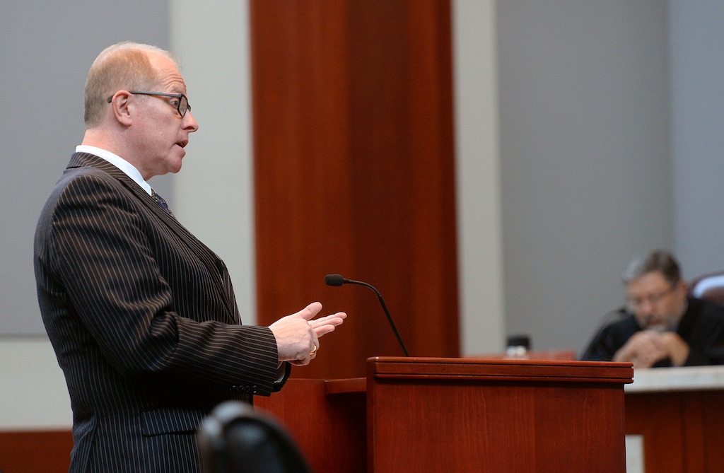 (Al Hartmann  |  The Salt Lake Tribune) 	
Attorney Edwin Wall speaks before the Utah Supreme Court Tuesday Sept. 12 for a married gay couple over a law that a judge ruled prevents married gay men from having biological children through surrogacy.