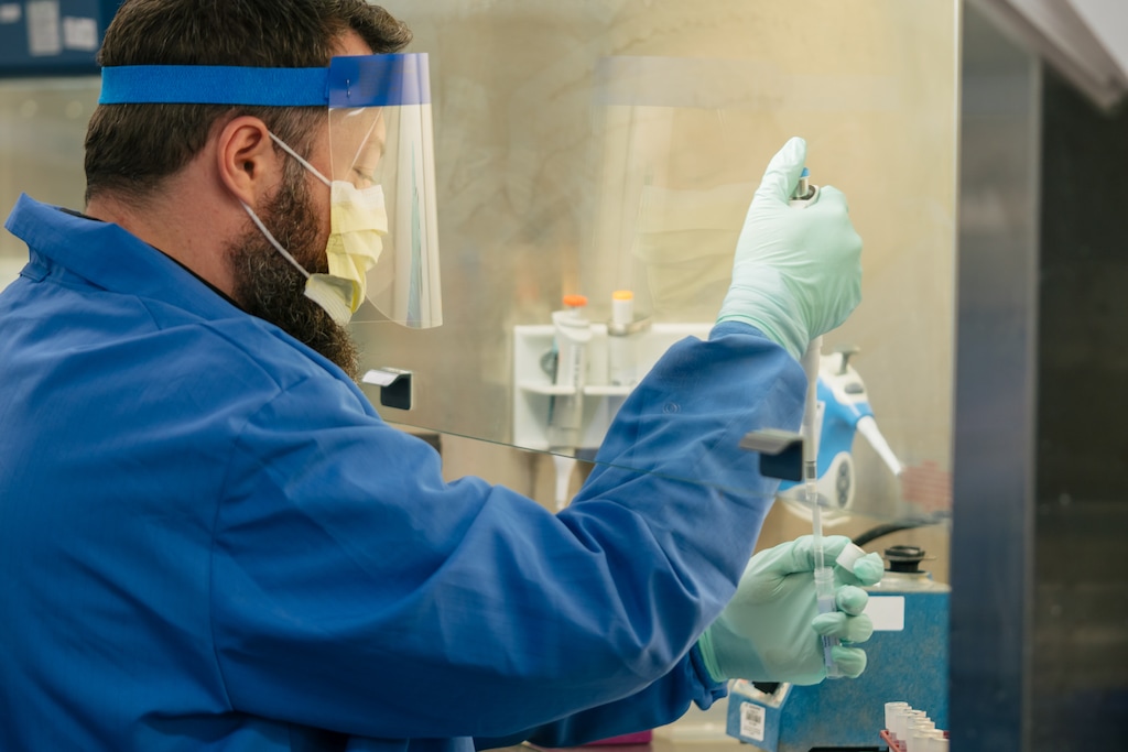 (Photo courtesy of ARUP) Employees conduct testing at ARUP laboratories in Salt Lake City.