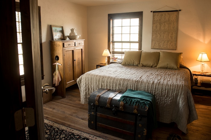 (Leah Hogsten  |  The Salt Lake Tribune) The second 16-by-16-foot back room was added in 1896 and now serves as a bedroom.