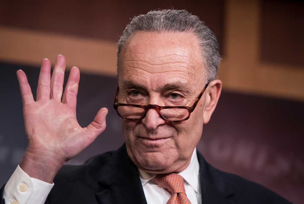 (J. Scott Applewhite | The Associated Press) Senate Minority Leader Chuck Schumer, D-N.Y., explains to reporters how his negotiations with President Donald Trump broke down yesterday as quarreling politicians in Washington eventually failed to keep their government in business, at the Capitol in Washington, Saturday, Jan. 20, 2018.