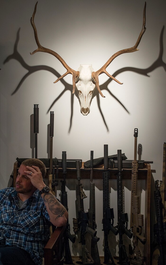 Leah Hogsten | The Salt Lake Tribune
Silencerco president Jason Schauble talks about H.R.367, the Hearing Protection Act of 2017 and its effects on Silencerco. Silencerco is one of the country's largest manufacturers of silencer for guns of all kinds, Friday, May 28, 2017.