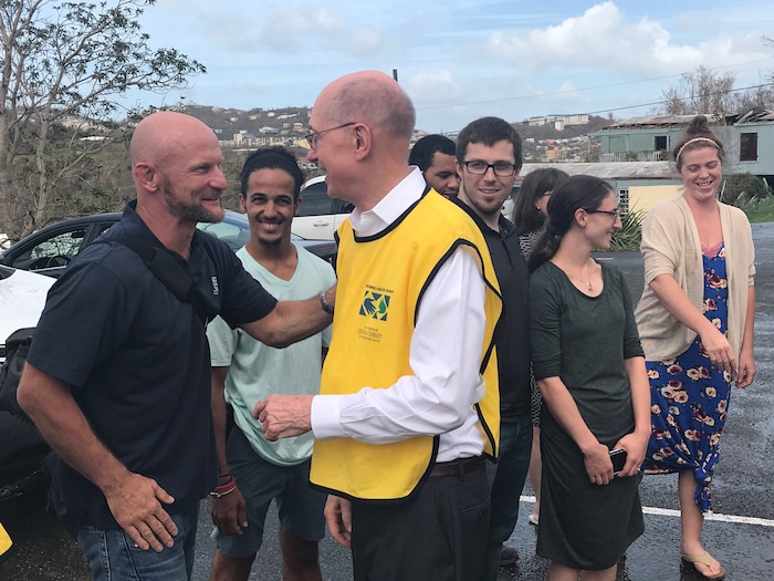 (Courtesy of The LDS Church)  President Henry B. Eyring, first counselor in the First Presidency of the Church, greets Latter-day Saints to comfort them and bring a message of love and concern from President Thomas S. Monson.