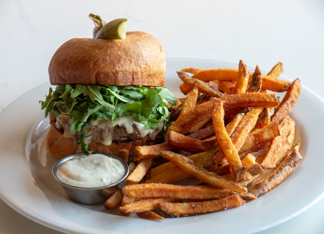 (Rick Egan  |  The Salt Lake Tribune)       Bistro Burger at Stratford Proper Cafe & Bistro. Tuesday, April 16, 2019.