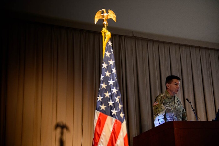 (Trent Nelson | The Salt Lake Tribune)
Major General Jeff Burton in Draper on Wednesday Jan. 2, 2019. Eighteen Utah National Guard soldiers are deploying to Fort Meade, Maryland, for 400 days to conduct cyber protection operations.