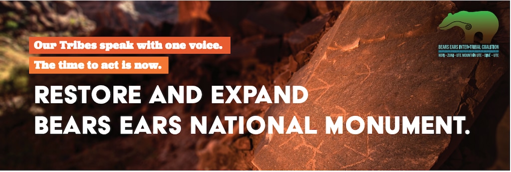 (Courtesy of the Bears Ears Inter-Tribal Coalition) This banner ad is part of a campaign by the Bears Ears Inter-Tribal Coalition to urge President Joe Biden to "restore and expand" the Bears Ears National Monument in southeastern Utah. The ad appeared Sunday, May 23, in The Salt Lake Tribune and The Washington Post.