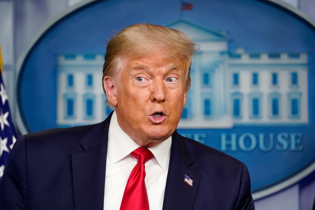 (Patrick Semansky | AP file photo)  President Donald Trump speaks during a news conference at the White House, Friday, Aug. 14, 2020, in Washington.