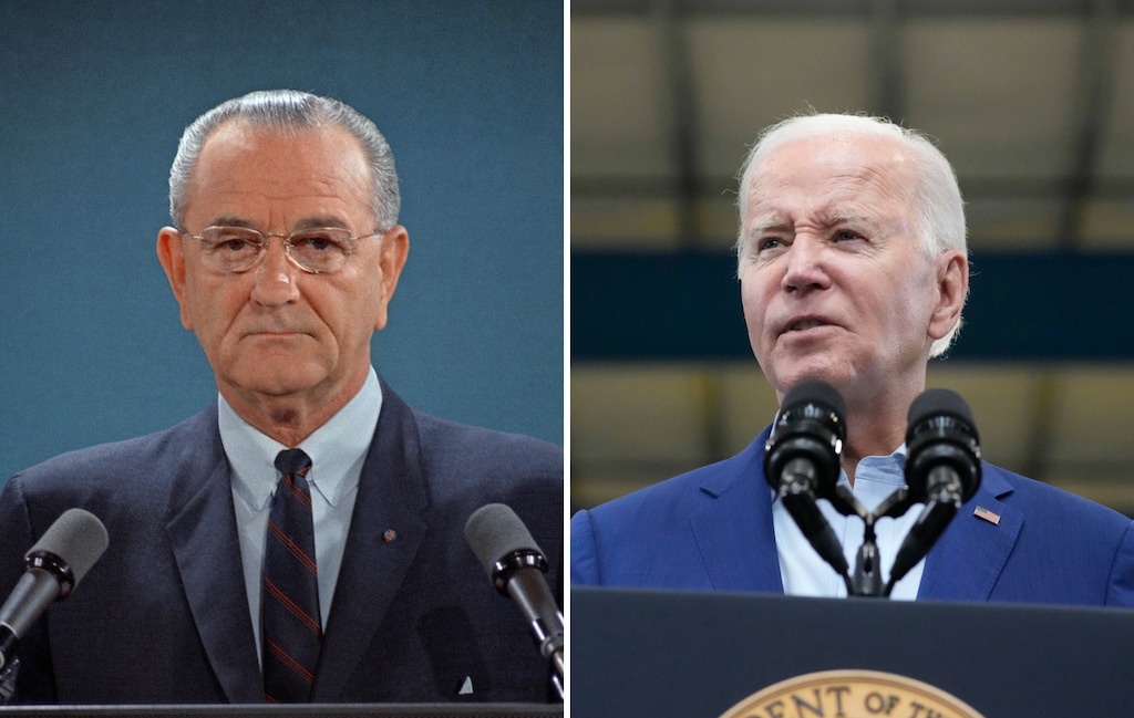 (AP) Presidents Lyndon Johnson, left, and Joe Biden.
