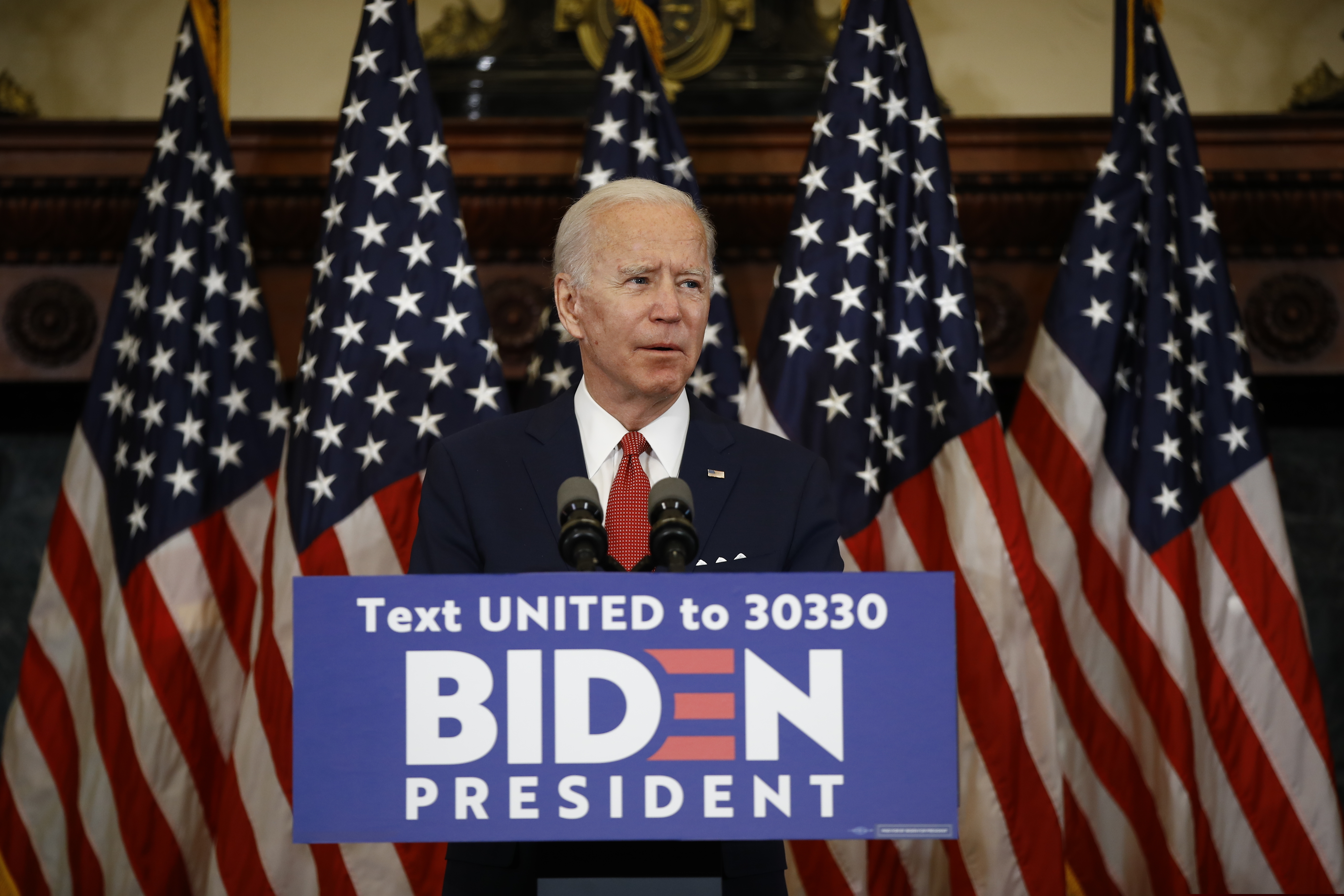 (Matt Rourke | AP) Democratic presidential candidate, former Vice President Joe Biden speaks in Philadelphia, Tuesday, June 2, 2020.