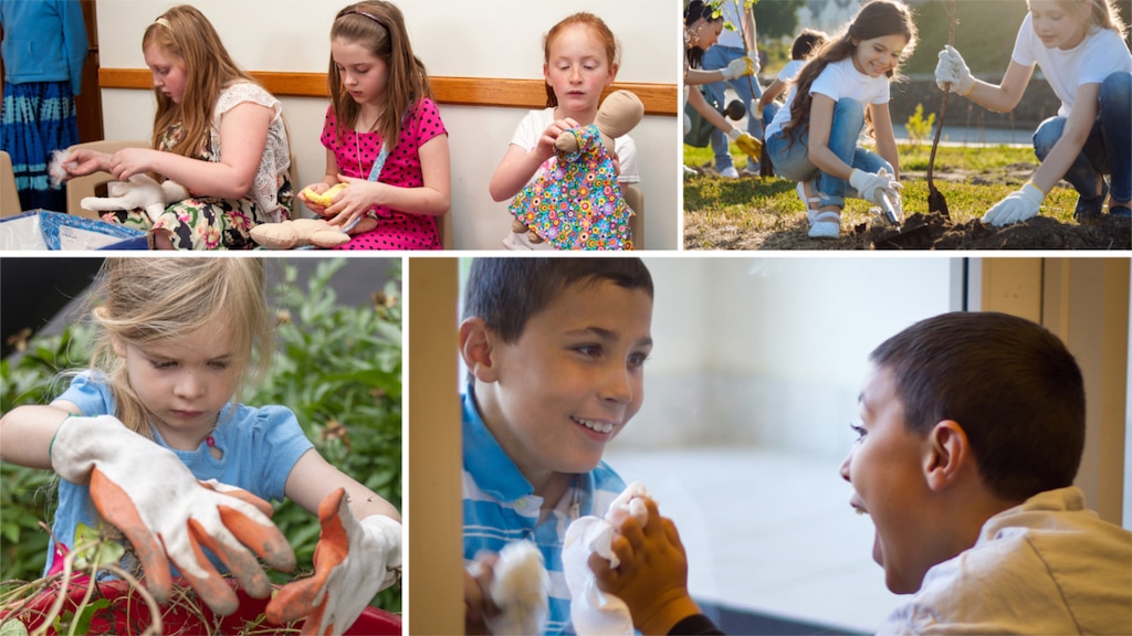 (The Church of Jesus Christ of Latter-day Saints) Primary children participate in service projects. Author Natalie Brown sees ways Latter-day Saints can strengthen their community through grassroots innovation and build happier lives for members.