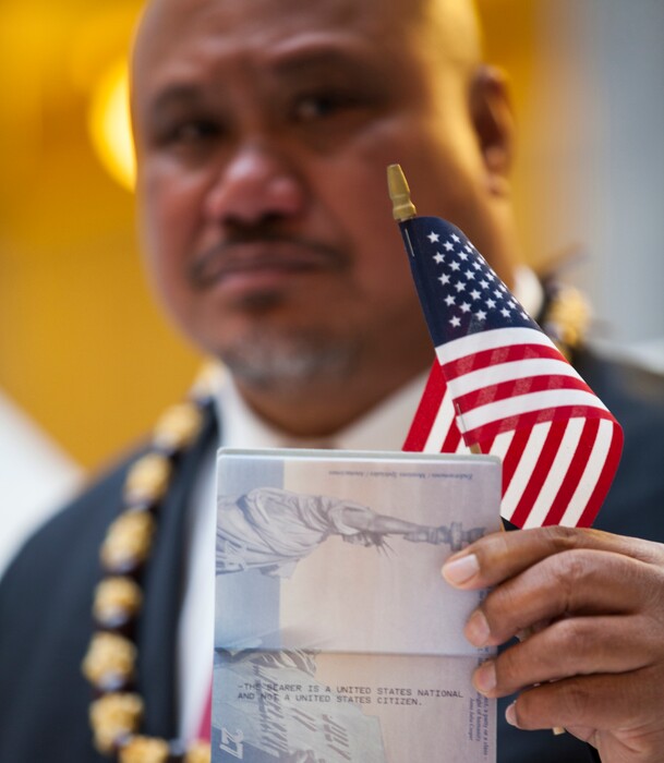 In this undated image provided by nonprofit advocacy and legal group Equally American, John Fitisemanu, an American Samoan and the lead plaintiff in a lawsuit against the United States seeking full U.S. citizenship, poses for a photo in Salt Lake City, Utah. A lawsuit filed Tuesday, March 27, 2018, in federal court in Utah seeks to grant U.S. citizenship status to American Samoans. John Fitisemanu, and others who were born in American Samoa, are asking the court for citizenship under the 14th Amendment of the Constitution, which confers citizenship at birth to anyone born in the U.S. (Katrina Keil Youd/Equally American via AP)