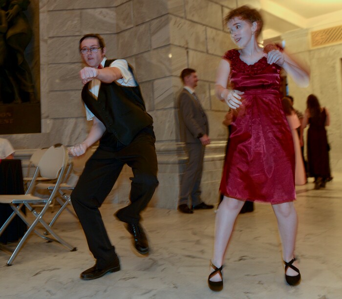 (Leah Hogsten  |  The Salt Lake Tribune) Utah Connections Academy Alexander Collings and his date Addilyn Norton get into a song. Three virtual charter schools, Utah Virtual Academy, Utah Connections Academy and Mountain Heights Academy, co-hosted prom for their students, Friday, April 27, 2018. 