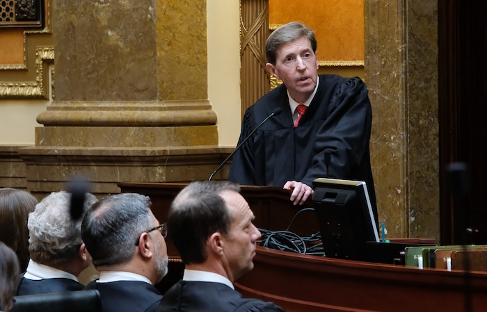 (Francisco Kjolseth | The Salt Lake Tribune) Utah Supreme Court Chief Justice Matthew B. Durrant gives the state of the judiciary speech to the legislature in the House chamber on the first day of the 2018 legislative session at the Utah Capitol on Monday, Jan. 22, 2018.