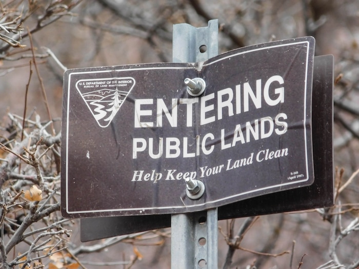 (Erin Alberty | The Salt Lake Tribune) Signs mark public and private property in Ophir Canyon. Photo taken Nov. 20, 2017.