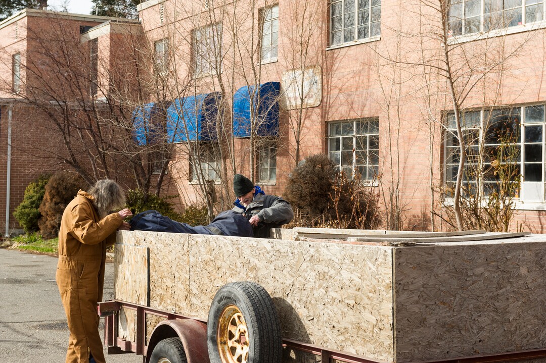 Alex Gallivan  |  Special to the Tribune 

Various agencies from Salt Lake City perform an evacuation of remaining tenants at The Georgia Apartments, Saturday February, 2019