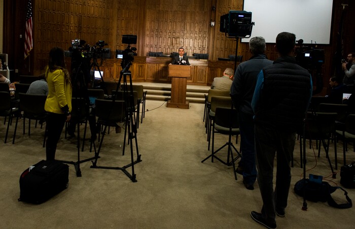 (Rick Egan  |  The Salt Lake Tribune)    At the Provo City Council chambers, Rosemberg Salgado asks the public for help locating his niece, Elizabeth Elena Laguna-Salgado.. Three years after her last known sighting in downtown Provo, Laguna-Salgado still remains missing. Friday, April 13, 2018.