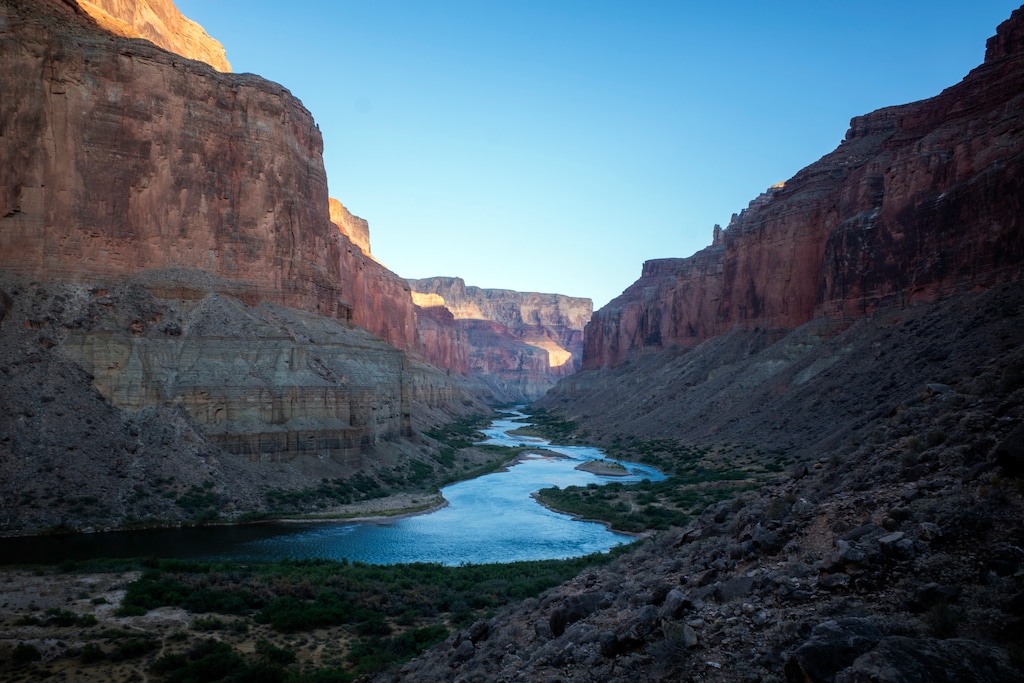 (Nina Riggio | The New York Times) The Upper Colorado River in Grand Canyon National Park in Colorado on May 16, 2026. About 40 million people and 5.5 million acres of cropland depend on the Colorado for drinking water and irrigation. 