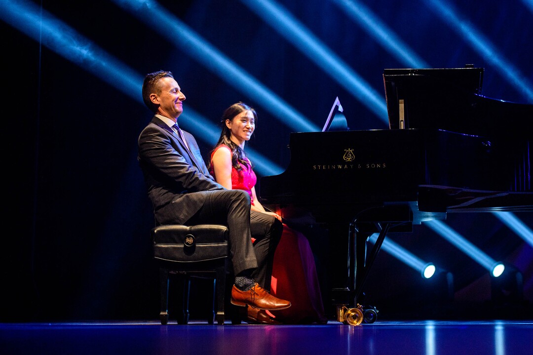 (Trent Nelson  |  The Salt Lake Tribune) Brad Mortensen performs a duet with Ling-Yu Lee at his inauguration as the president of Weber State University in Ogden on Tuesday, Jan. 7, 2020.