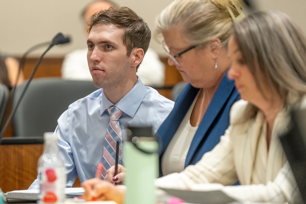 (Rick Egan | The Salt Lake Tribune) Tyler Robinson, accused in the fatal shooting of Charlie Kirk, appears during a hearing in Fourth District Court in Provo, Thursday, Dec. 11, 2025.
