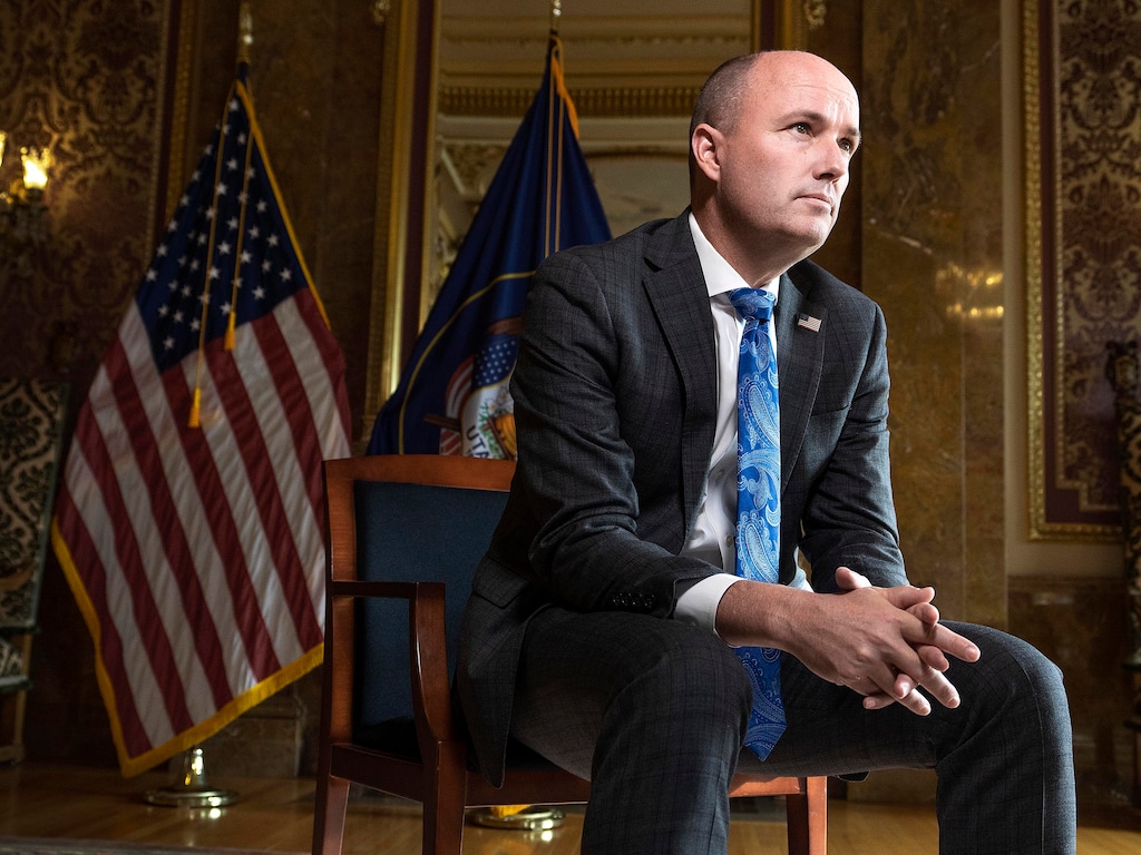 (Leah Hogsten | The Salt Lake Tribune) Utah Gov. Spencer Cox discusses his priorities for the upcoming legislative session, Jan. 12, 2023.