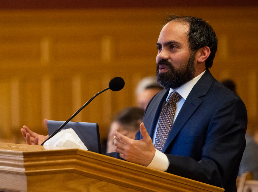 (Rick Egan  |  The Salt Lake Tribune)     Enrique Arce-Larreta introduces himself to the Salt Lake City Council, as he applies for the  City Counsel position vacated by Mayor Erin Mendenhall. More than 20 people candidates were given 5 minutes each to speak at the meeting, Tuesday, Jan. 21, 2020.