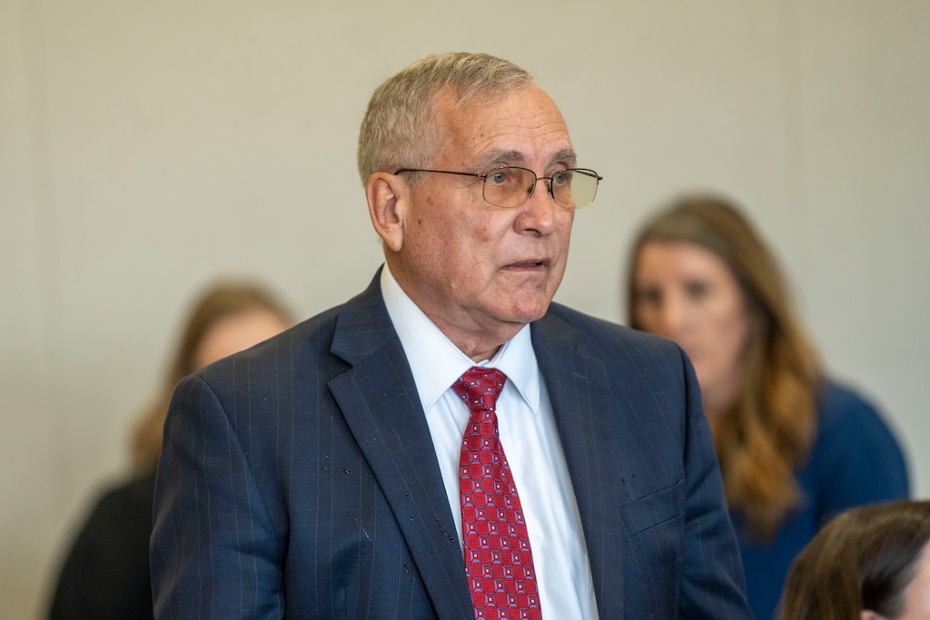(Rick Egan | The Salt Lake Tribune) Utah OB-GYN David Broadbent appears in 4th District Court in Provo for a preliminary hearing on Monday, Nov. 4, 2024. Broadbent has been charged with forcible sexual abuse.