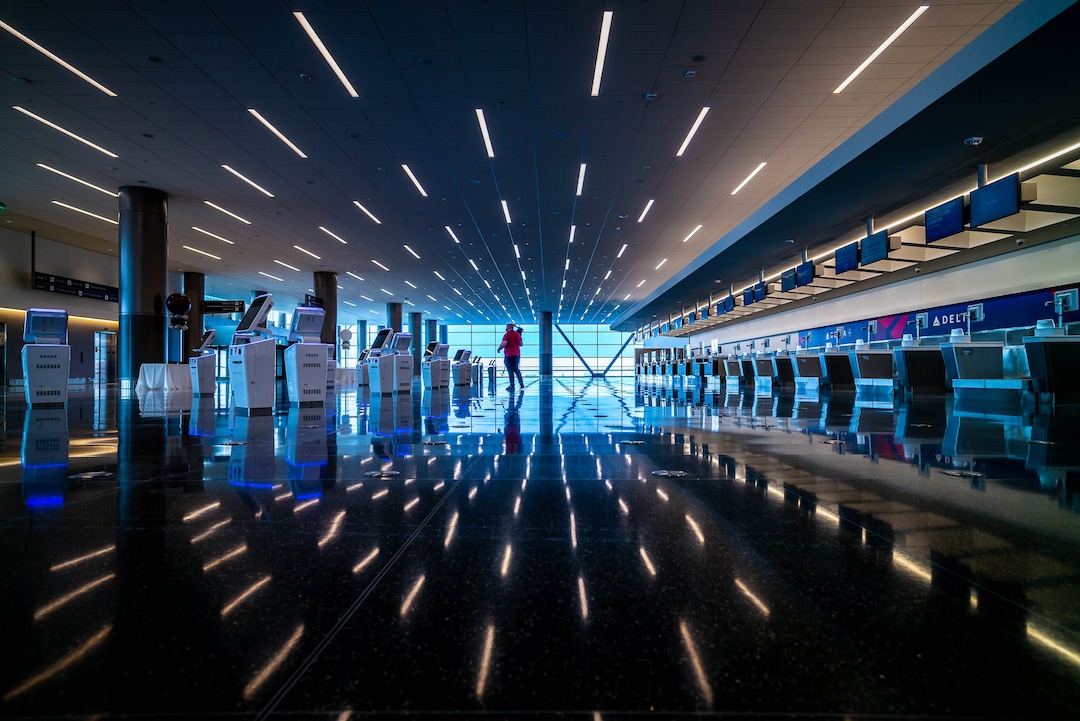 (Trent Nelson  |  The Salt Lake Tribune) Ticketing terminals and counters at the new Salt Lake City International Airport on Thursday, Aug. 27, 2020.