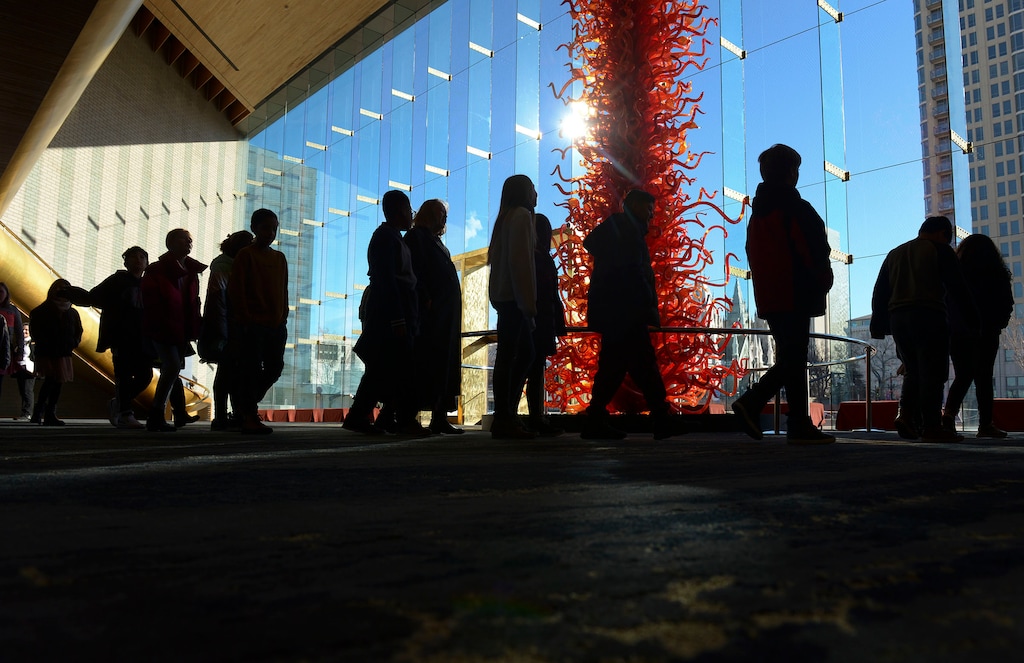 (Leah Hogsten | The Salt Lake Tribune) Students from the Canyons School District and six charter schools from the Wasatch Front, some 2,475 5th graders, file into Abravanel Hall to hear the Utah Symphony for their annual school concert, Feb. 11, 2020. The Utah Symphony presents Symphony of the Hawaiian Birds.